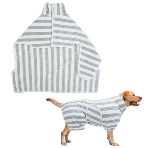 Hunde-Bademantel, Handtuch, Mikrofaser-Hundehandtuch, superweich, Korallen-Fleece, schnell trocknend, verstellbarer Hunde-Bademantel für Bad, Schwimmen, nasse Spaziergänge (S) von DiiWmme