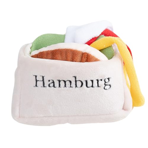 Interaktives Hunde-Puzzle-Spielzeug gegen Langeweile – Bereicherung Verstecken & Suchen Schnüffel-Leckerli-Dosierung Hamburger – strapazierfähiger Plüsch für kleine mittelgroße Hunde und Welpen von DiiWmme