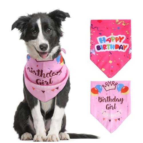 Hundehalstuch, Dreieck, verstellbar, waschbar, Katzen-Halstuch, Haustier-Halstuch, Geburtstagsparty-Zubehör für kleine, mittelgroße und große Hunde, Katzen, Haustiere, Rosa, 2 Stück Hundehalstuch, Dreieck, verstellbar, waschbar, Katzen-Halstuch, Haustier-Halstuch, Geburtstagsparty-Zubehör für kleine, mittelgroße und große Hunde, Katzen, Haustiere, Rosa, 2 Stück von DiiWmme