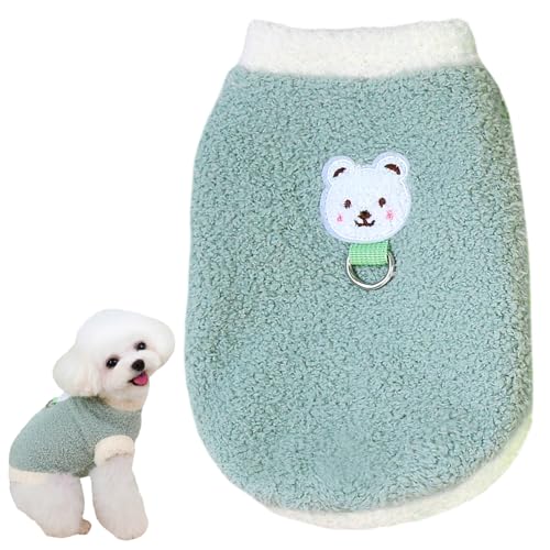 Hundepullover, Winter-Hunde-Fleecepullover für kleine Hunde, warmer Pullover, Sweatshirt mit D-Ring, Haustierweste, Pullover, Welpenkleidung für kleine und mittelgroße Hunde (Grün, M) von DiiWmme