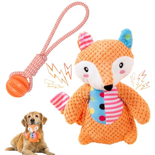Quietschendes Hundespielzeug mit eingebautem BB-Sound, weiches Plüsch-Fuchsspielzeug für kleine Hunde, interaktives Seil-Kauspielzeug mit Leckerli-Spender, ideal für kleine bis mittelgroße Rassen Quietschendes Hundespielzeug mit eingebautem BB-Sound, weiches Plüsch-Fuchsspielzeug für kleine Hunde, interaktives Seil-Kauspielzeug mit Leckerli-Spender, ideal für kleine bis mittelgroße Rassen von DiiWmme