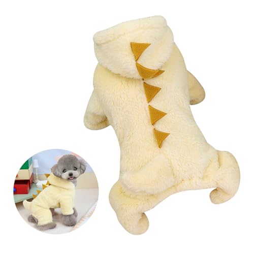 Warmer Wintermantel für kleine, mittelgroße Hunde und Katzen, Cosplay-Kostüm, Einteiler, Overall, Bekleidungsoutfit (gelb) von DiiWmme