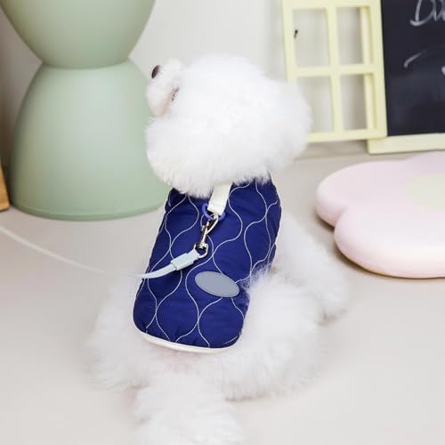 Hundeweste für den Winter, Baumwolle, für kleine und mittelgroße Hunde, warme Jacke mit D-Ring für kaltes Wetter (blau) von DiiWmme
