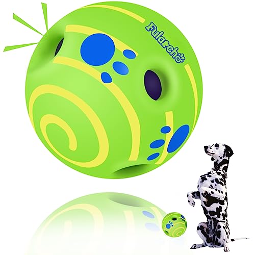 Dikeiuta Interaktives Hundespielzeug gegen Langeweile, langlebige Hundebälle mit lustigen Geräuschen, 12 cm, aktiver Rollball für mittelgroße und große Hunde von Dikeiuta