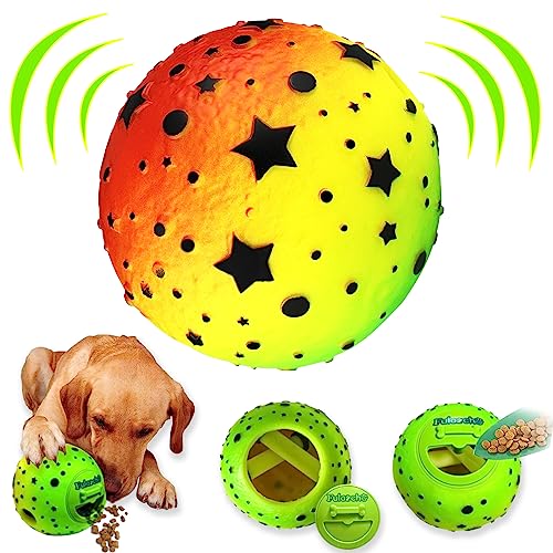 Dikeiuta Hundebälle Leckerli-Spender Quietschbälle für Hunde Giggle Ball für Hunde Langlebiger Hundeball für Langeweile Training Zahnreinigung von Dikeiuta