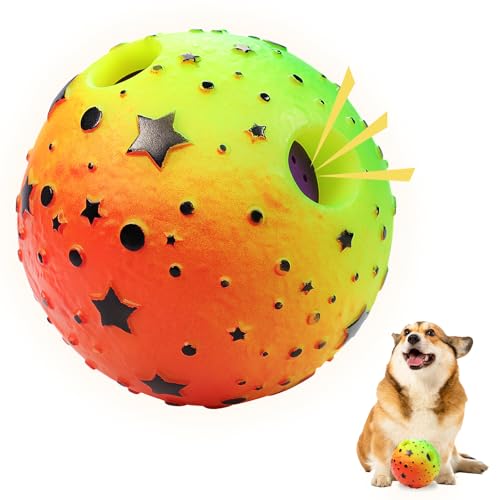 Dikeiuta Hundespielzeug, Ball für Hunde, 10 cm, interaktives Hundespielzeug, quietschender Hundeball, Spielzeug gegen Langeweile, für drinnen und draußen Dikeiuta Hundespielzeug, Ball für Hunde, 10 cm, interaktives Hundespielzeug, quietschender Hundeball, Spielzeug gegen Langeweile, für drinnen und draußen von Dikeiuta