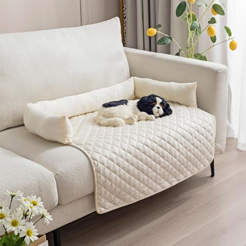 Dilaminaqi Pelzbarn Kühlendes Sofabett, Pelzbarn Kühlendes Hundebett, Wasserdichter Couchbezug, waschbar, rutschfeste Unterseite, für große Hunde Sommer (Weiß, 90cm*120cm) von Dilaminaqi