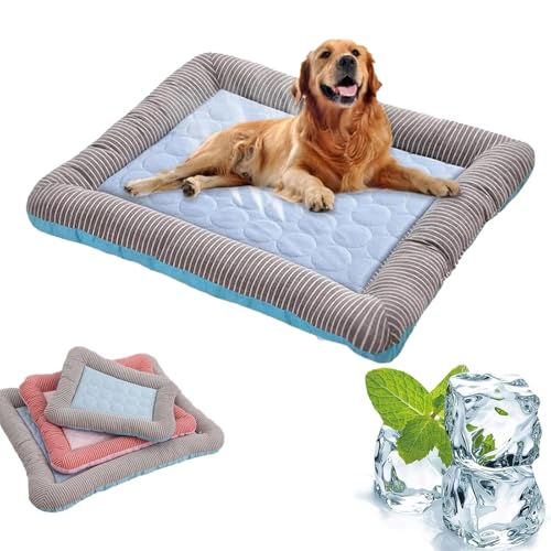 Holivas Coolcomfort - Premium Kühlmatte, Kühlmatte Hund Katze Selbstkühlend mit Gepolstertem Rand, Verschleißfes Waschbar Atmungsaktiv, Kühle Geborgenheit Für Deinen Liebling (Blau, L: 76x58cm) von Dilaminaqi