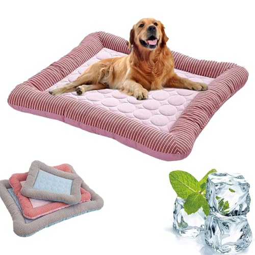 Holivas Coolcomfort - Premium Kühlmatte, Kühlmatte Hund Katze Selbstkühlend mit Gepolstertem Rand, Verschleißfes Waschbar Atmungsaktiv, Kühle Geborgenheit Für Deinen Liebling (Rosa, L: 76x58cm) von Dilaminaqi