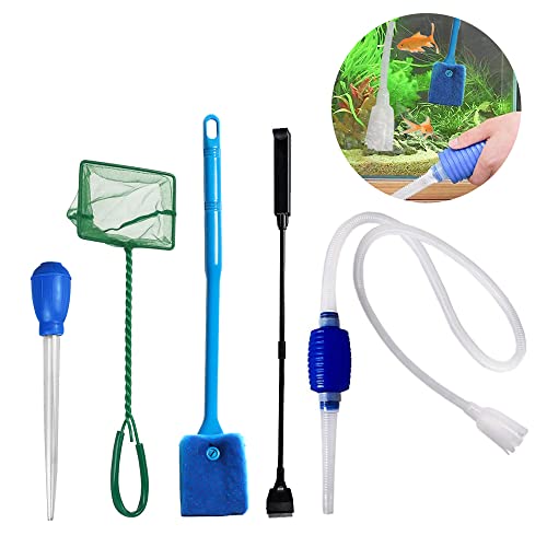 Dilwe 5-in-1-Fisch-Tank-Reinigungswerkzeuge, Fischtankreiniger mit Netz, Schaber und Langgrad Wasserwechsler für Kies, Sand, Terrariumaquarium Dilwe 5-in-1-Fisch-Tank-Reinigungswerkzeuge, Fischtankreiniger mit Netz, Schaber und Langgrad Wasserwechsler für Kies, Sand, Terrariumaquarium von Dilwe