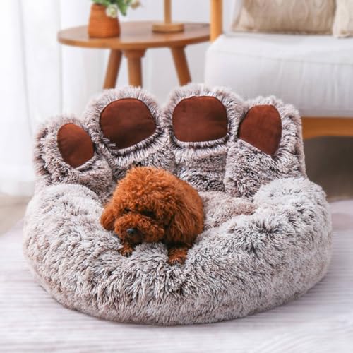 Dilwe Großes Bärenformhundbett, Weicher Gemütlicher Haustierkorb mit Obermaterial, für Katzen, Kleine Hunde, Rutschboden, Hundebett Zum Schlafen, Palmenförmig (L) von Dilwe