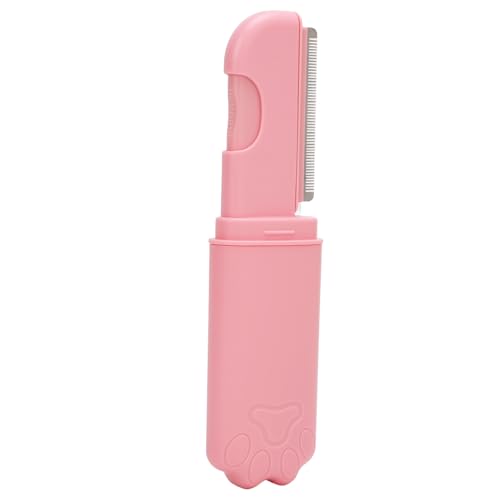 Dilwe Fellpflegekamm für Haustiere, Ergonomischer Griff, Entfernt Sanft Knoten und Abgestorbene Haare für Katzen und Hunde, Lange Kurze Edelstahlzähne, ABS-Material, Heimreise (PINK von Dilwe