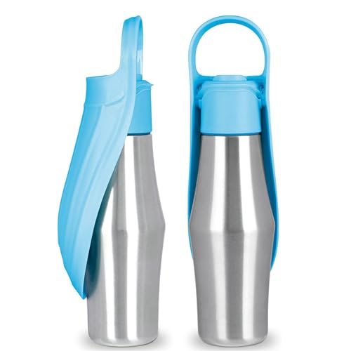 Haustierwasserflasche, 2-in-1-Hundewasserspender mit Lecksicherem Design, Tragbarer Reisebecher für Outdoor-Aktivitäten, Wasserrecycling, Lebensmittelmaterial, Wesentlich für Tragbare (hellblau) von Dilwe