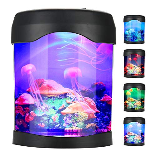 Künstliches Mini-Aquarium, Desktop-Aquarium-Lampe mit mehrfarbiger Nachtlampe für Kinder/Männer/Frauen Tolle Geschenke von Dilwe