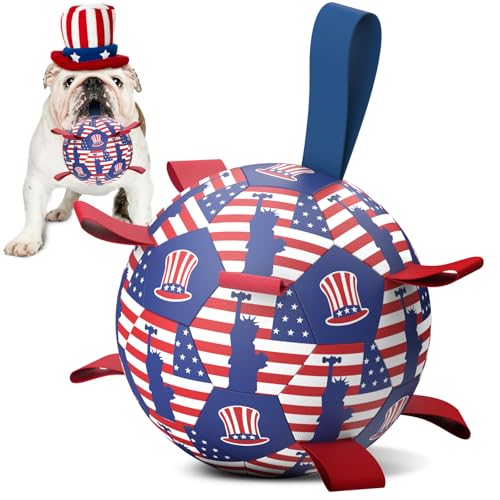 Diman Hundespielzeug-Fußball: Outdoor-Hundespielzeug, Geschenk zum Unabhängigkeitstag, Hunde-Fußball mit Riemen zum Tauziehen, Haustier-Geburtstagsgeschenk für kleine und mittelgroße Hunde (15,2 cm) Diman Hundespielzeug-Fußball: Outdoor-Hundespielzeug, Geschenk zum Unabhängigkeitstag, Hunde-Fußball mit Riemen zum Tauziehen, Haustier-Geburtstagsgeschenk für kleine und mittelgroße Hunde (15,2 cm) von Diman