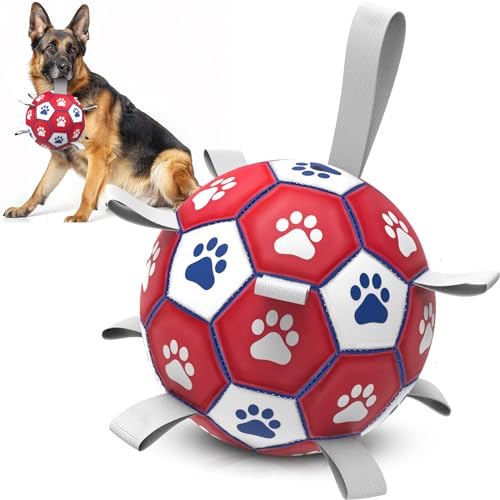 Diman Interaktives Hundespielzeug, Ball, Hunde-Fußbälle mit 9 Nylonbändern, für drinnen und draußen, Hundespielzeug für kleine, mittelgroße und große Hunde, Geschenke für Geburtstag, Weihnachten, von Diman