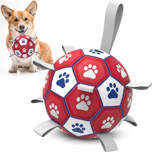 Diman Interaktives Hundespielzeug, Ball, Hunde-Fußbälle mit 9 Nylonbändern, für drinnen und draußen, Hundespielzeug für kleine, mittelgroße und große Hunde, Geschenke für Geburtstag, Weihnachten, von Diman