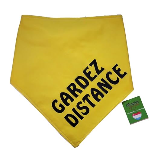 Dimples Bandana Pour Chien - Gardez Distance - Foulard Jaune Avec Impression gardez VOS Distances - ne touchez pas le Chien 30cm von Dimples - Sew Happy