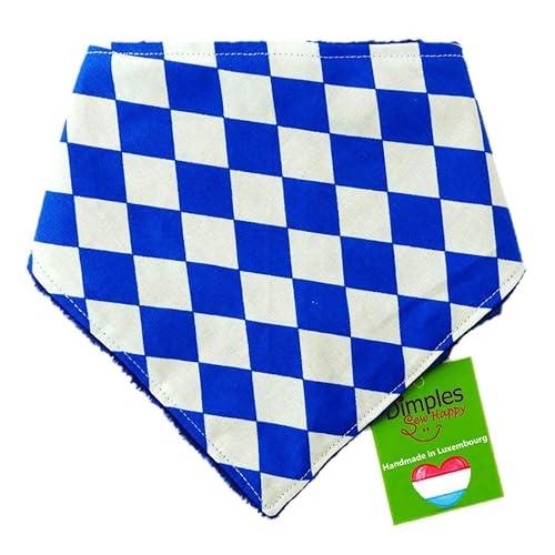 Dimples Hundehalstuch - Bayern Raute Weiß Blau Tracht Oktoberfest - Halstuch für kleine mittlere und Grosse Hunde Welpen und Katzen - Hunde Besitzer Geschenk - Handgemachtes Hunde Accessoire 25cm von Dimples - Sew Happy