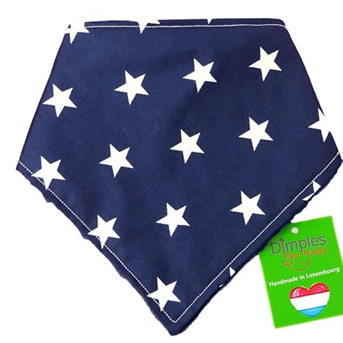 Dimples Hundehalstuch - Blau mit Sternen - Halstuch für Kleine, Mittlere und Große Hunde, Welpen und Katzen - Besitzer Geschenk - Handgemachtes Accessoire 65cm von Dimples - Sew Happy