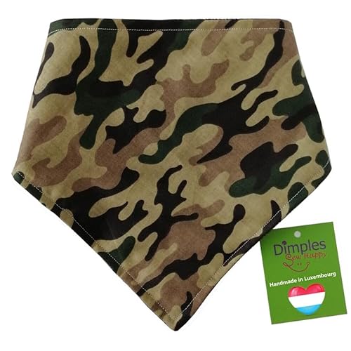 Dimples Hundehalstuch - Camouflage Army Tarnfleck - Halstuch für kleine mittlere und Grosse Hunde Welpen und Katzen - Hunde Besitzer Geschenk - Handgemachtes Hunde Accessoire 40cm von Dimples - Sew Happy