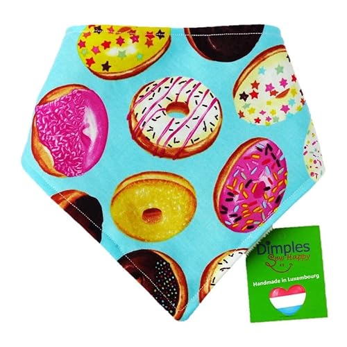 Dimples Hundehalstuch - Donuts - Halstuch für kleine mittlere und Grosse Hunde Welpen und Katzen - Hunde Besitzer Geschenk - Handgemachtes Hunde Accessoire 50cm von Dimples - Sew Happy