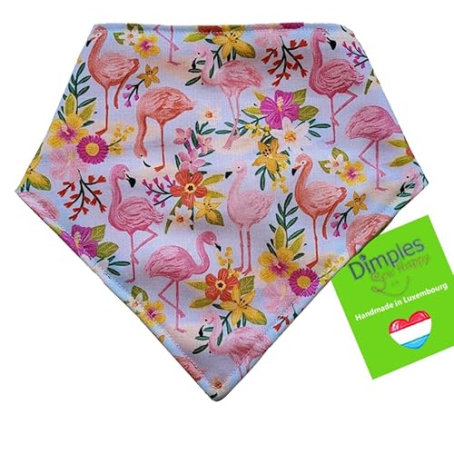 Dimples Hundehalstuch - Flamingo türkis pink - Halstuch für kleine mittlere und Grosse Hunde Welpen und Katzen - Hunde Besitzer Geschenk - Handgemachtes Hunde Accessoire 30cm von Dimples - Sew Happy