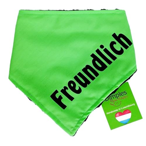 Dimples Hundehalstuch Grün - FREUNDLICH - für gutmütige Hunde der Hunderassen wie Staffordshire Terrier, Rhodesian Ridgeback, Dobermann, Schäferhund, Bullterrier oder andere Rassen45cm von Dimples - Sew Happy