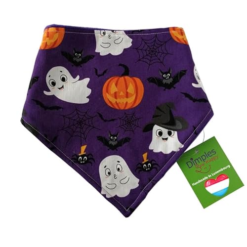 Dimples Hundehalstuch - Halloween Geister Gespenster lila - Halstuch für kleine mittlere und Grosse Hunde Welpen und Katzen - Hunde Besitzer Geschenk - Handgemachtes Hunde Accessoire 35cm von Dimples - Sew Happy