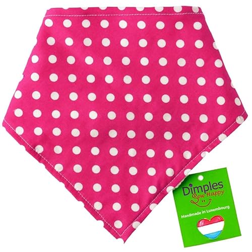 Dimples Hundehalstuch - Pink gepunktet/Punkte - Halstuch für kleine mittlere und Grosse Hunde Welpen und Katzen - Hunde Besitzer Geschenk - Handgemachtes Hunde Accessoire 40cm von Dimples - Sew Happy