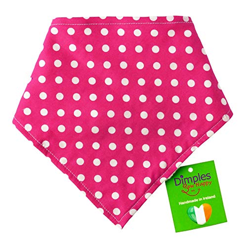Dimples Hundehalstuch - Pink gepunktet/Punkte - Halstuch für kleine mittlere und Grosse Hunde Welpen und Katzen - Hunde Besitzer Geschenk - Handgemachtes Hunde Accessoire 45cm von Dimples - Sew Happy