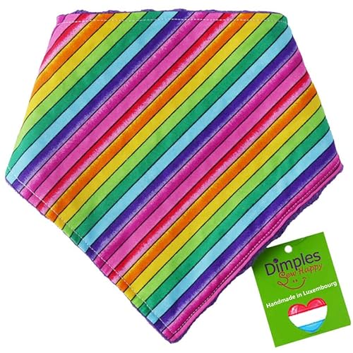 Dimples Hundehalstuch - Pride Regenbogen - Halstuch für kleine mittlere und Grosse Hunde Welpen und Katzen - Hunde Besitzer Geschenk - Handgemachtes Hunde Accessoire 25cm von Dimples - Sew Happy