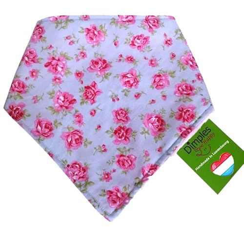 Dimples Hundehalstuch - Romantik Rosen Himmelblau - Halstuch für kleine mittlere und Grosse Hunde Welpen und Katzen - Hunde Besitzer Geschenk - Handgemachtes Accessoire 45cm von Dimples - Sew Happy