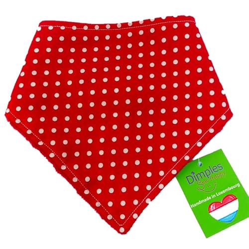 Dimples Hundehalstuch - Rot Gepunktet für Kleine, Mittlere und Große Hunde, Welpen und Katzen - Handgemachtes Accessoire - Besitzer Geschenk - 25cm von Dimples - Sew Happy