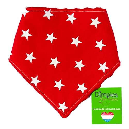 Dimples Hundehalstuch - Rot mit Sternen - Halstuch für kleine mittlere und Grosse Hunde Welpen und Katzen - Hunde Besitzer Geschenk - Handgemachtes Hunde Accessoire 50cm von Dimples - Sew Happy