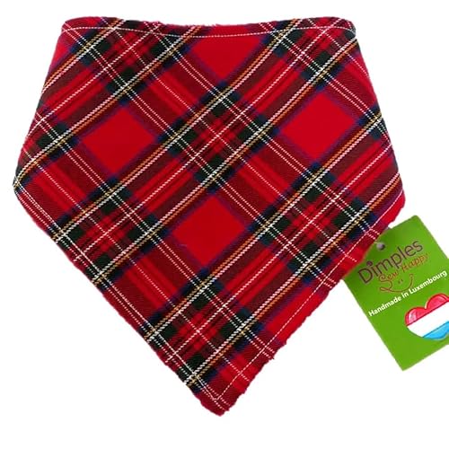Dimples Hundehalstuch - Schottenkaro Rot - Halstuch für Kleine, Mittlere und Große Hunde, Welpen und Katzen - Besitzer Geschenk - Handgemachtes Accessoire 60cm von Dimples - Sew Happy