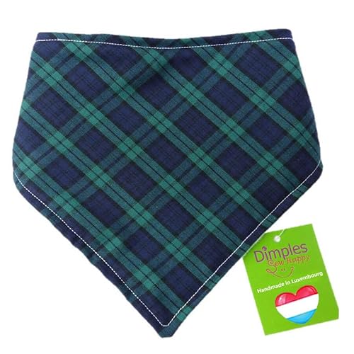 Dimples Hundehalstuch - Schottenkaro blau - Halstuch für kleine mittlere und Grosse Hunde Welpen und Katzen - Hunde Besitzer Geschenk - Handgemachtes Hunde Accessoire 35cm von Dimples - Sew Happy
