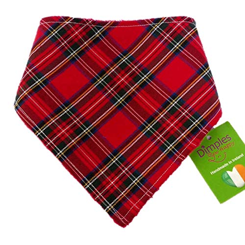 Dimples Hundehalstuch - Schottenkaro Rot - Halstuch für Kleine, Mittlere und Große Hunde, Welpen und Katzen - Besitzer Geschenk - Handgemachtes Accessoire 25cm von Dimples - Sew Happy