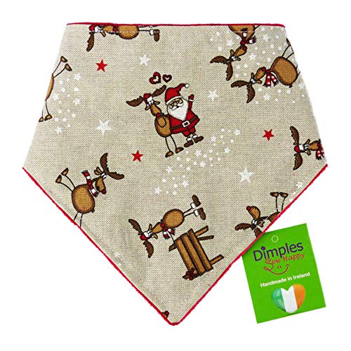 Dimples Hundehalstuch - Weihnachten Weihnachtsmann Party - Halstuch für kleine mittlere und Grosse Hunde Welpen und Katzen - Hunde Handgemachtes Hunde Accessoire 50cm von Dimples - Sew Happy