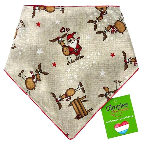 Dimples Hundehalstuch - Weihnachten Weihnachtsmann Party - Halstuch für kleine mittlere und Grosse Hunde Welpen und Katzen - Hunde Handgemachtes Hunde Accessoire 55cm von Dimples - Sew Happy