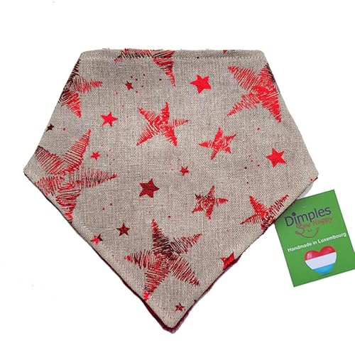 Dimples Hundehalstuch Weihnachtsstern Rote Sterne Hundeweihnachtsgeschenk Hundeschal Hundedreickstuch 30cm von Dimples - Sew Happy