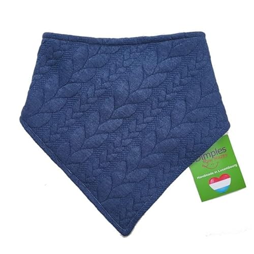 Dimples Hundehalstuch Zopfmuster blau Hundeschal wie gestrickt Geschenk für Hundebesitzer Hundehalsband Hundedreickstuch 25cm von Dimples - Sew Happy