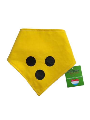 Dimples Hundehalstuch für Blindenhund - Gelb mit 3 schwarzen Punkten - Bitte Hund Nicht anfassen - Blinder Hund -Warn Halstuch für kleine mittlere und Grosse Hunde 45cm von Dimples - Sew Happy