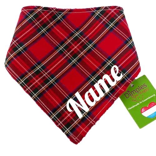 Dimples Hundehalstuch personalisierbar - Halstuch mit Hundename - Wunschtext selbst gestalten - Hunde Besitzer Geschenk - Handgemachtes Hunde Accessoire - auch für Katzen geeignet - personalisiert von Dimples - Sew Happy