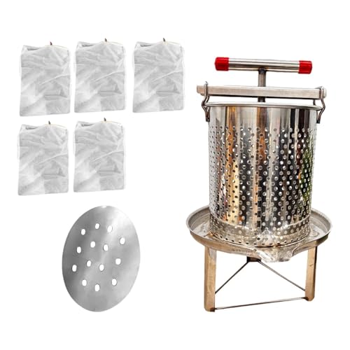 DimyFew Honig, Obstpresse, Zerkleinerer für Saft, Vinaigrette, Öl, Trester mit Stabilem Sockel, Tragbares Filternetz, 5 Filtersiebe DimyFew Honig, Obstpresse, Zerkleinerer für Saft, Vinaigrette, Öl, Trester mit Stabilem Sockel, Tragbares Filternetz, 5 Filtersiebe von DimyFew