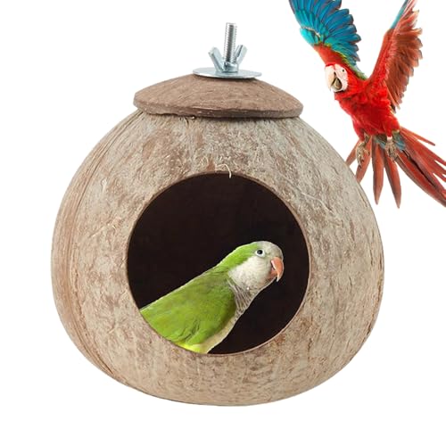 Coco Bird Nest Für Käfig - Kokosschalen -Vogelhaus, Nisthütte | Natürliche Zuchtlebensraum Käfigdekor Für Den Gebrauch Im Freien Im Freien, Gemütlicher Vogelschutz Für Kleine Haustiere Für Lovebirds, von Dinchaakuarry