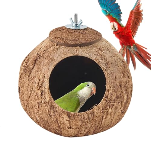Coco Bird Nest Für Käfig - Natürliche Kokosnussschalennisthaus, Lovebirds Habitat Decor | Haustierzüchtung Hütte Für Wellensittich, Finch, Innenraum Im Freien Vogelschutzgebiet Für Vögel Käfi von Dinchaakuarry