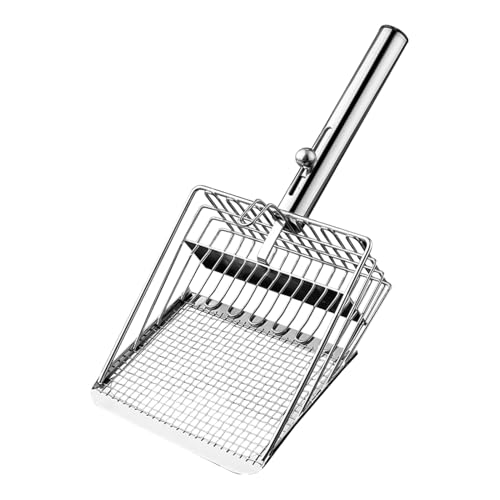 Dinchaakuarry Cat Scooper Katzentoilettenschaufel mit Haken und Loch - Siebschaufel aus Metall mit robustem Netz und ergonomischem Griff, Land von Dinchaakuarry