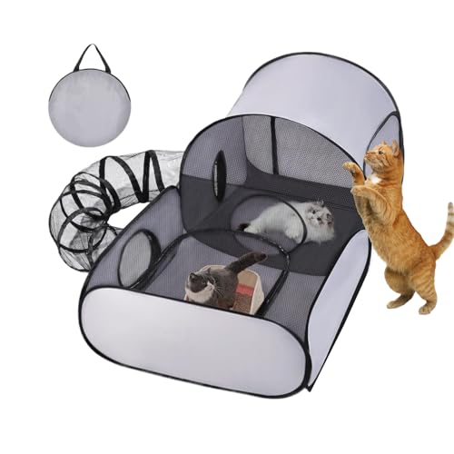 Faltbares Katzengehäuse - 8 -Panel -Pet -Spielstall Mit Tunnelspielzeug | Tragbarer Übungsstift Für Kätzchen, Welpen Und Kaninchen | Haltbarer Außen-/Indoor -Spielplatz Für Reisen, Hinterhof Und Zuha Faltbares Katzengehäuse - 8 -Panel -Pet -Spielstall Mit Tunnelspielzeug | Tragbarer Übungsstift Für Kätzchen, Welpen Und Kaninchen | Haltbarer Außen-/Indoor -Spielplatz Für Reisen, Hinterhof Und Zuha von Dinchaakuarry