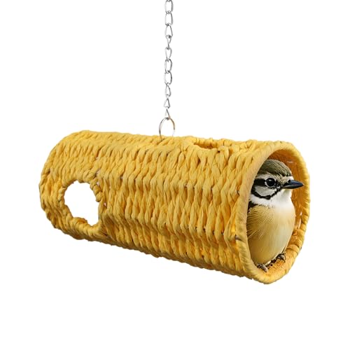 Gewebter Vogel Nest House - Hanging Swing Hängematte Schutz Im Freien | Natürlicher Käfiglebensraum Für Sittiche, Lovebirds, Conures, Finken, Hamster | Gemütliches Tunnelspielzeug Für Gartenbäume, Bal von Dinchaakuarry